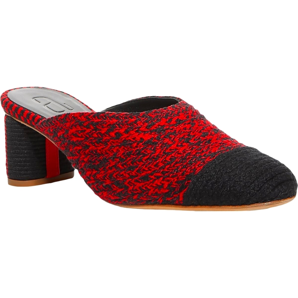 NIB ANTOLINA PARIS Dorina Red Black Woven Knit Block Heel Pumps Mules sz 38 - Picture 1 of 11